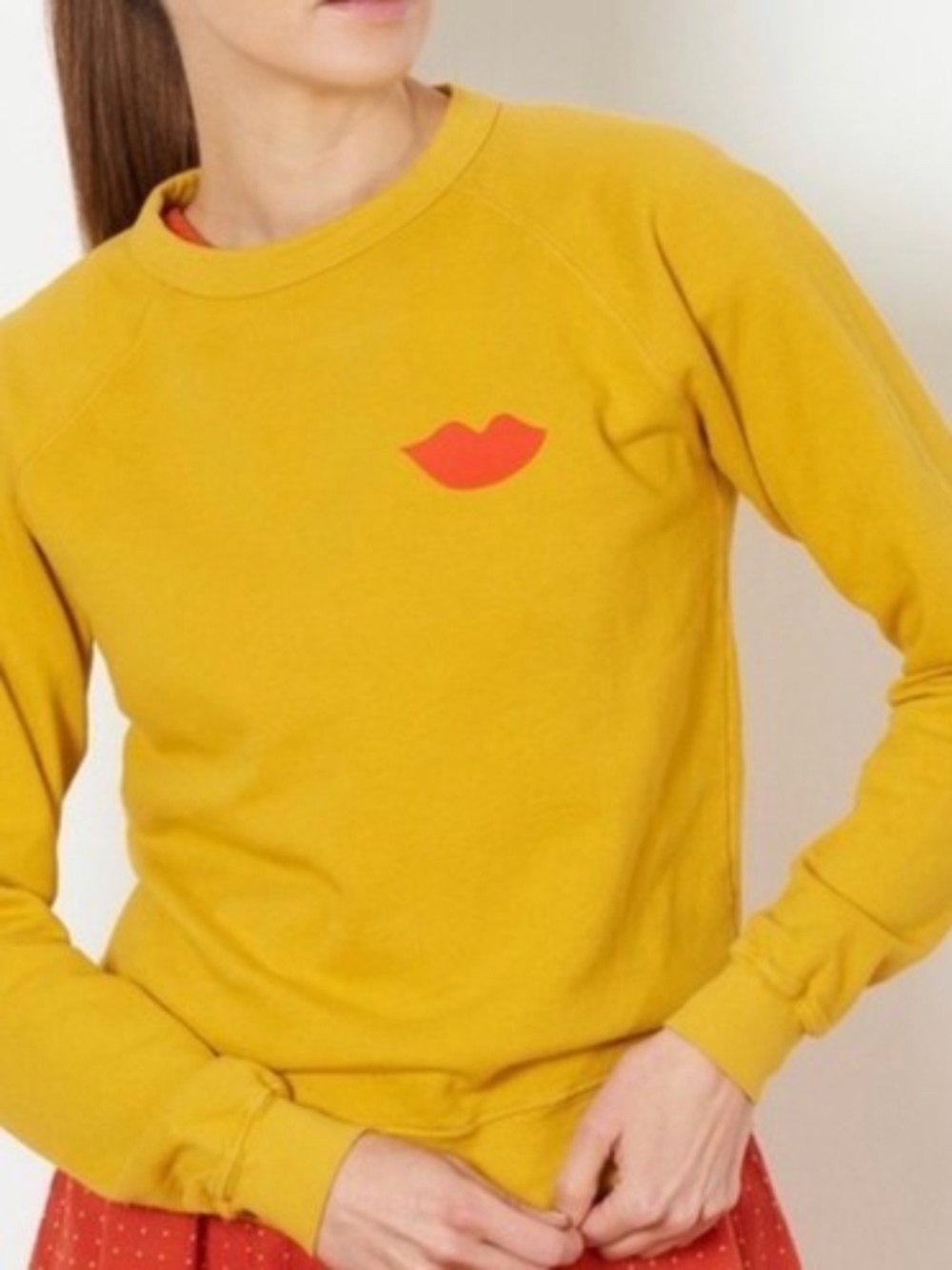Clare V. Lips Sweatshirt in Marigold Yellow Size S